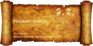 Haiman Kevin névjegykártya